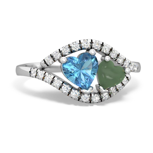 blue topaz-jade mother child ring