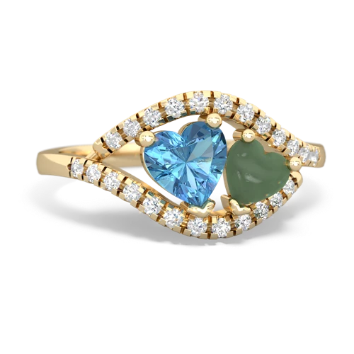 blue topaz-jade mother child ring