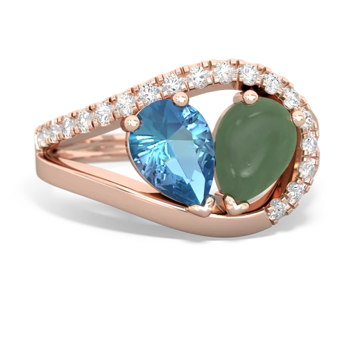 blue topaz-jade pave heart ring