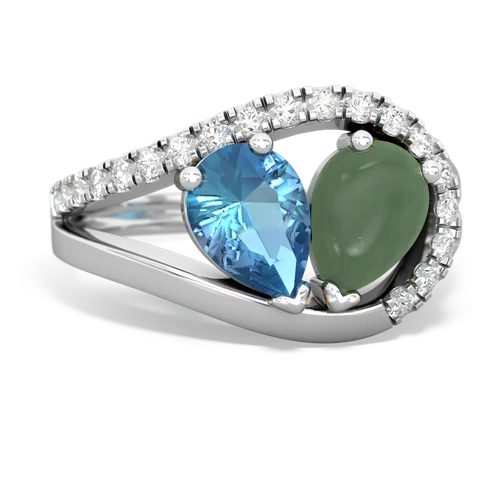 blue topaz-jade pave heart ring