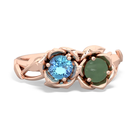 blue topaz-jade roses ring