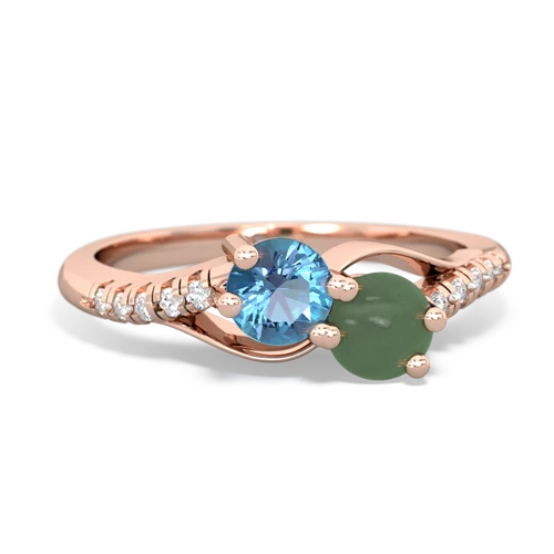 blue topaz-jade two stone infinity ring
