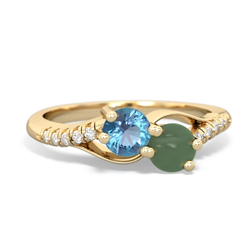 blue topaz-jade two stone infinity ring