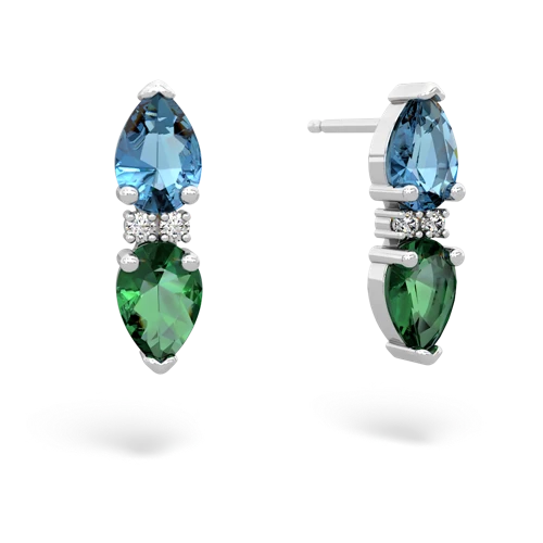 blue topaz-lab emerald bowtie earrings