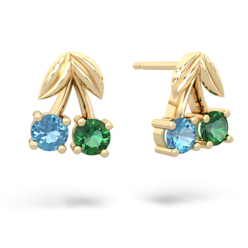 blue topaz-lab emerald cherries earrings