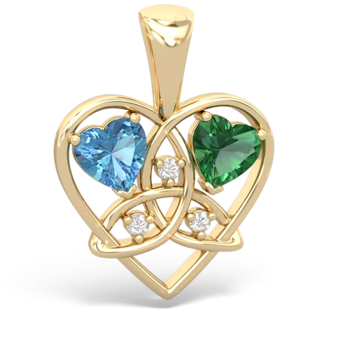 blue topaz-lab emerald celtic heart pendant