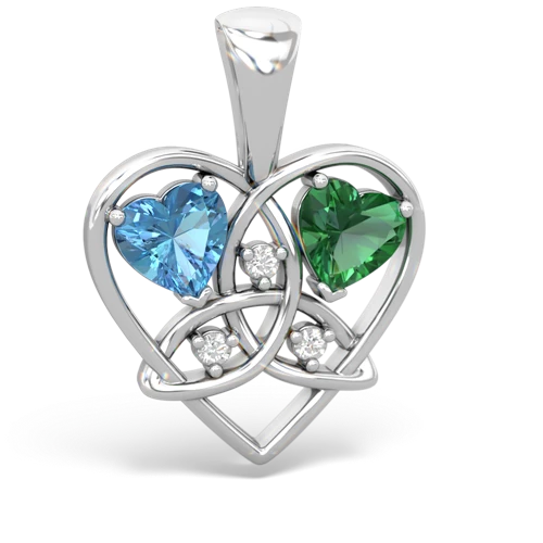 blue topaz-lab emerald celtic heart pendant