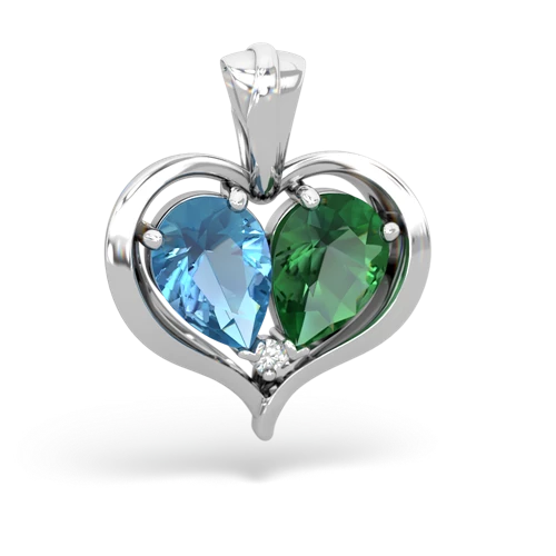blue topaz-lab emerald half heart whole pendant