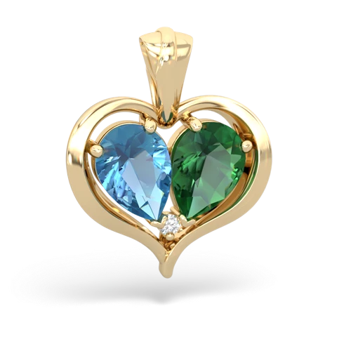 blue topaz-lab emerald half heart whole pendant