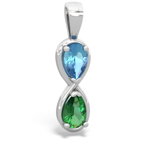 blue topaz-lab emerald infinity pendant
