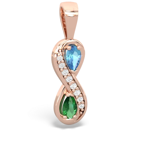 blue topaz-lab emerald keepsake infinity pendant