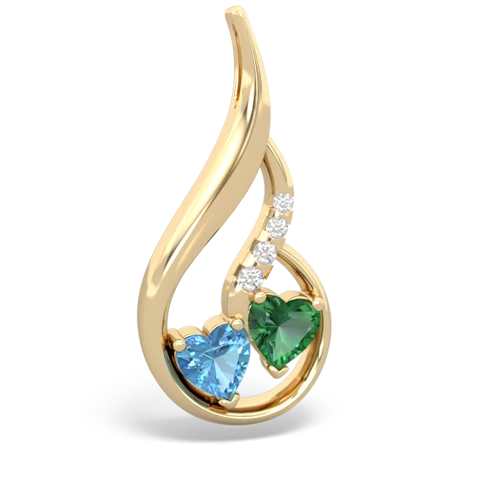 blue topaz-lab emerald keepsake swirl pendant