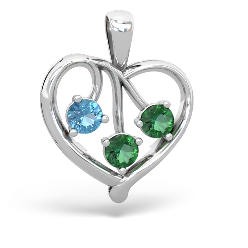 blue topaz-lab emerald love heart pendant