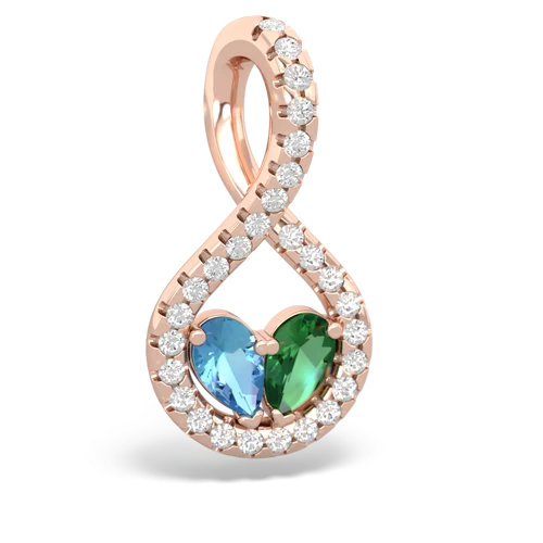 blue topaz-lab emerald pave twist pendant