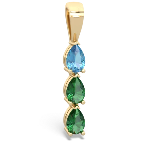 blue topaz-lab emerald three stone pendant