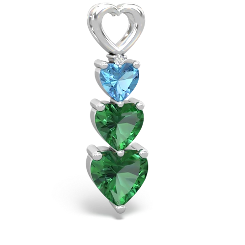 blue topaz-lab emerald three stone pendant