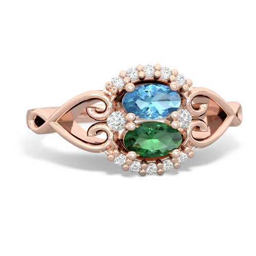 blue topaz-lab emerald antique keepsake ring