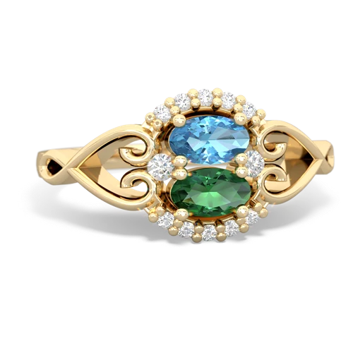 blue topaz-lab emerald antique keepsake ring