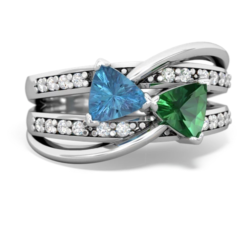 blue topaz-lab emerald couture ring