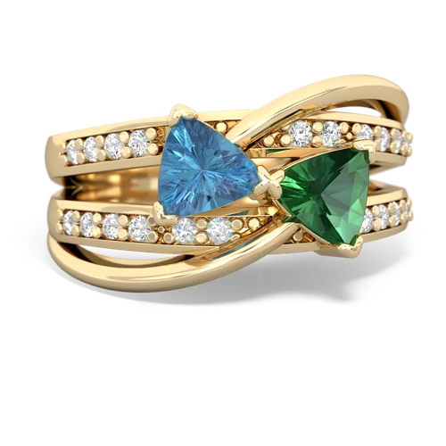 blue topaz-lab emerald couture ring