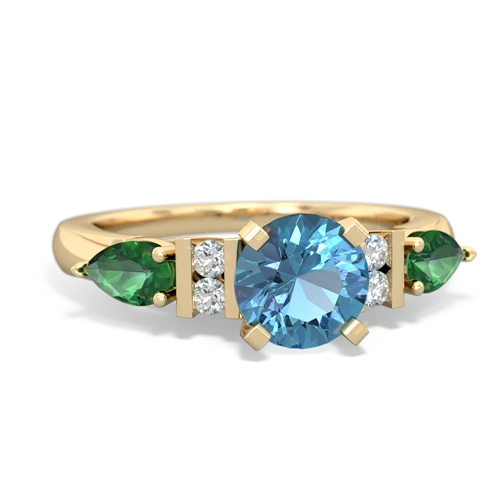 Blue Topaz Genuine Swiss Blue Topaz with Lab Created Emerald and Lab Created Sapphire Engagement ring Ring