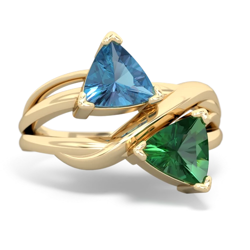 blue topaz-lab emerald filligree ring