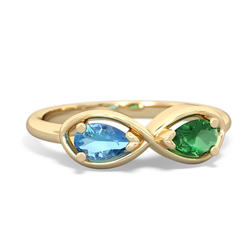 blue topaz-lab emerald infinity ring