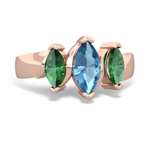 blue topaz-lab emerald keepsake ring