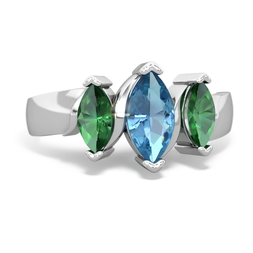 blue topaz-lab emerald keepsake ring