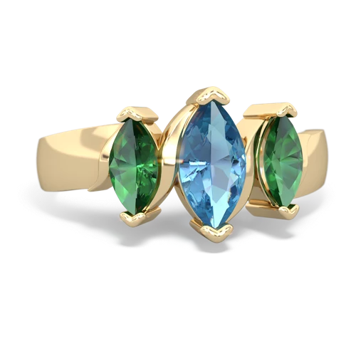 blue topaz-lab emerald keepsake ring