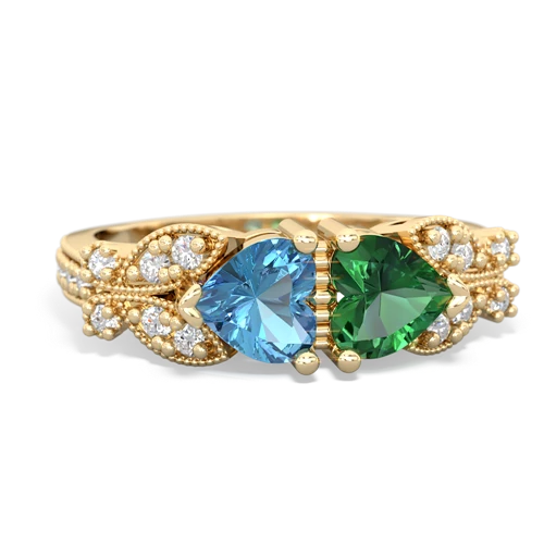 blue topaz-lab emerald keepsake butterfly ring