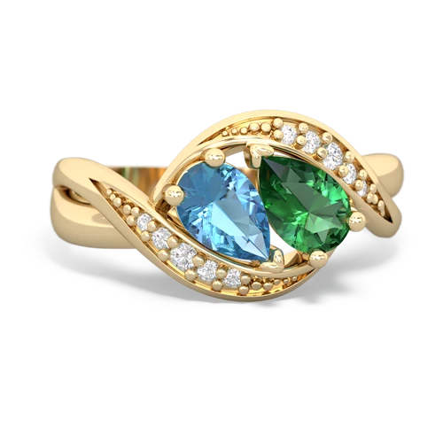 blue topaz-lab emerald keepsake curls ring