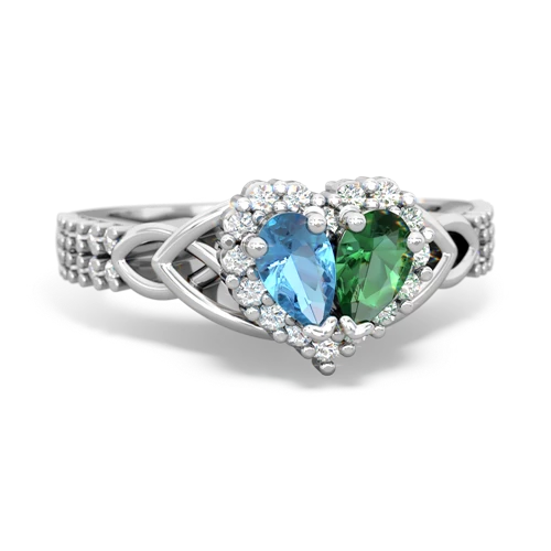 blue topaz-lab emerald keepsake engagement ring