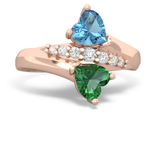 blue topaz-lab emerald modern ring