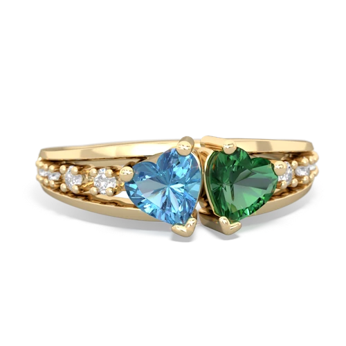 blue topaz-lab emerald modern ring