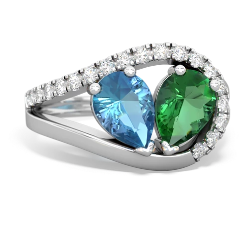 blue topaz-lab emerald pave heart ring