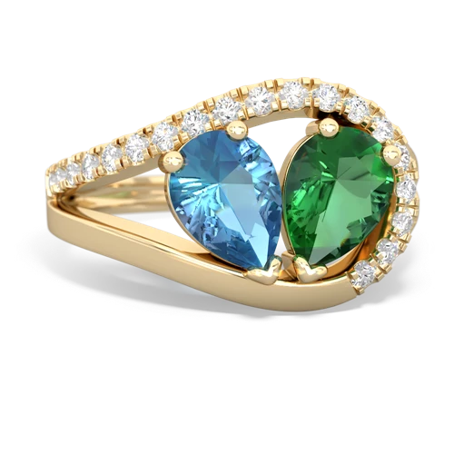blue topaz-lab emerald pave heart ring