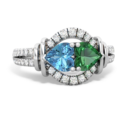 blue topaz-lab emerald pave keepsake ring