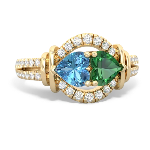 blue topaz-lab emerald pave keepsake ring