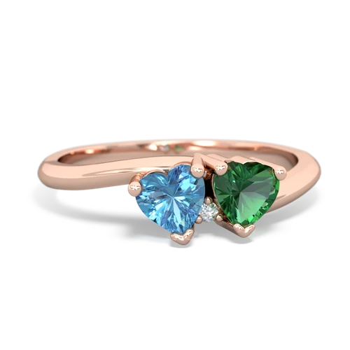 blue topaz-lab emerald sweethearts promise ring