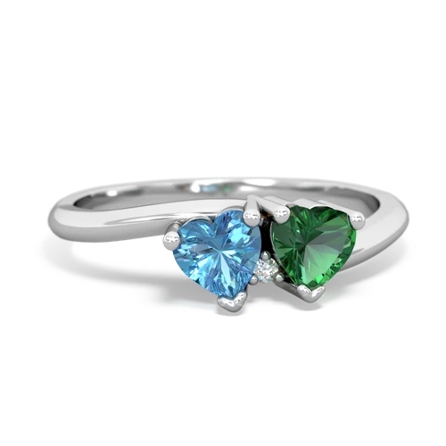 blue topaz-lab emerald sweethearts promise ring