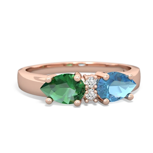 blue topaz-lab emerald timeless ring