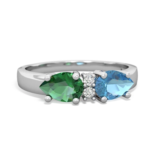 blue topaz-lab emerald timeless ring