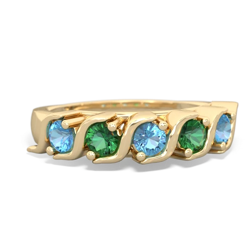 blue topaz-lab emerald timeless ring