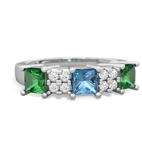 blue topaz-lab emerald timeless ring