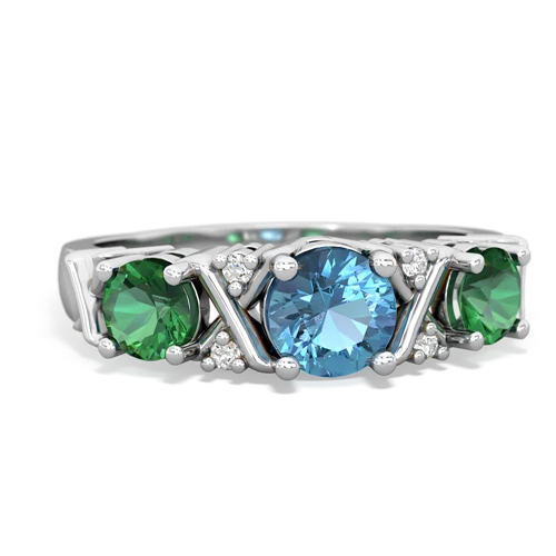 blue topaz-lab emerald timeless ring