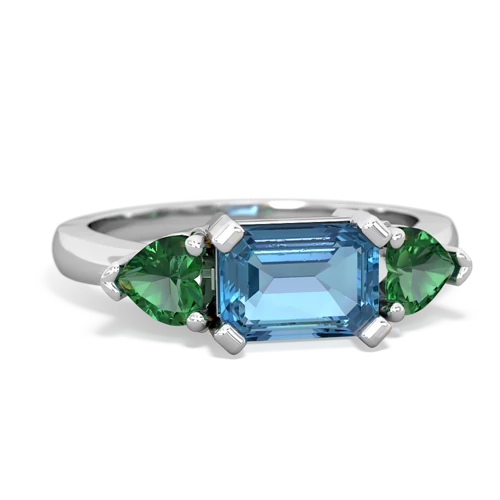 blue topaz-lab emerald timeless ring