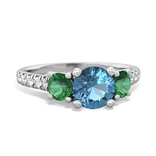 Blue Topaz Genuine Swiss Blue Topaz with Lab Created Emerald and Genuine Garnet Pave Trellis ring Ring