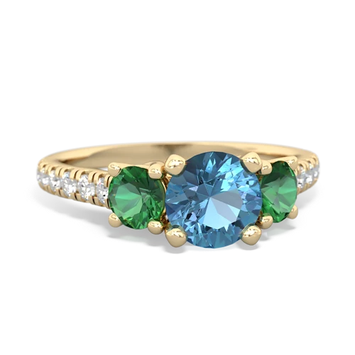 blue topaz-lab emerald trellis pave ring