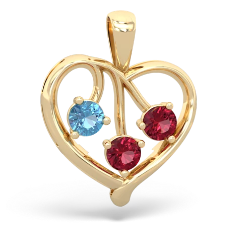 blue topaz-lab ruby love heart pendant